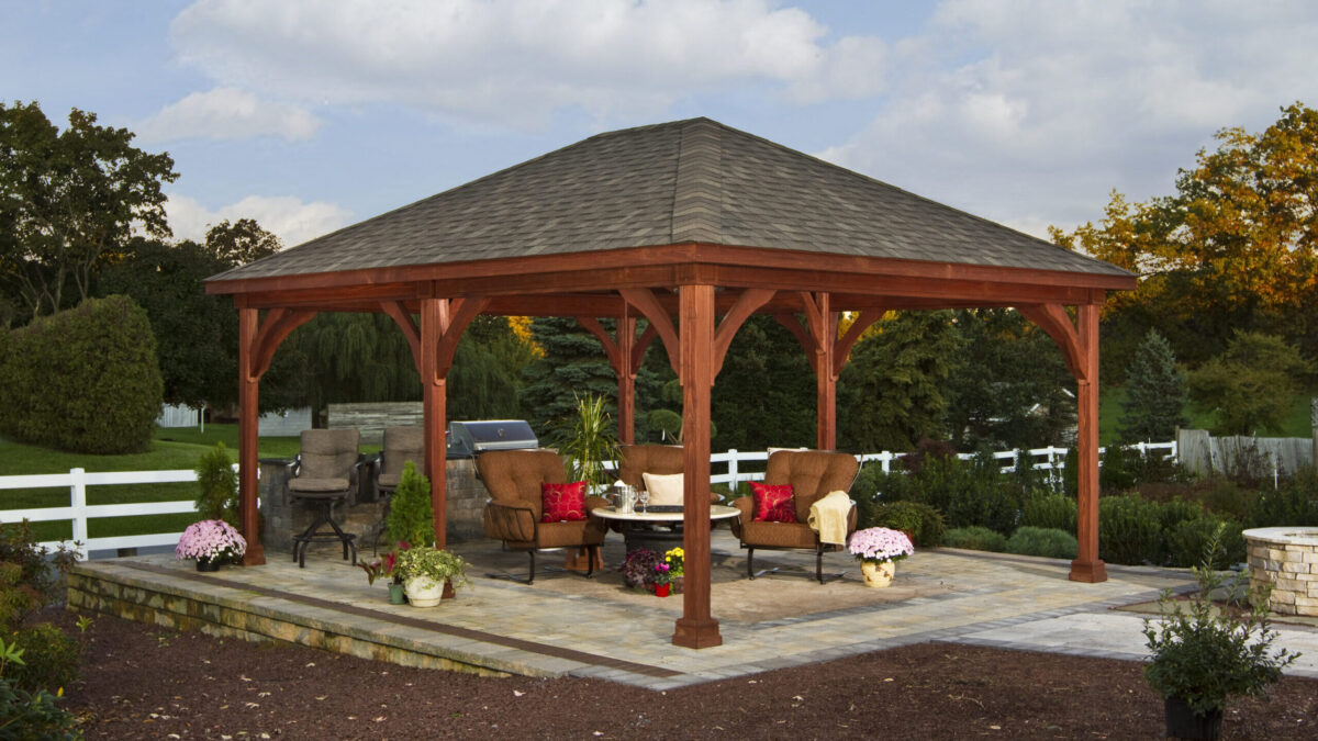 Wood canyon brown pavilion from Waterloo Products serving PA DE NJ MD