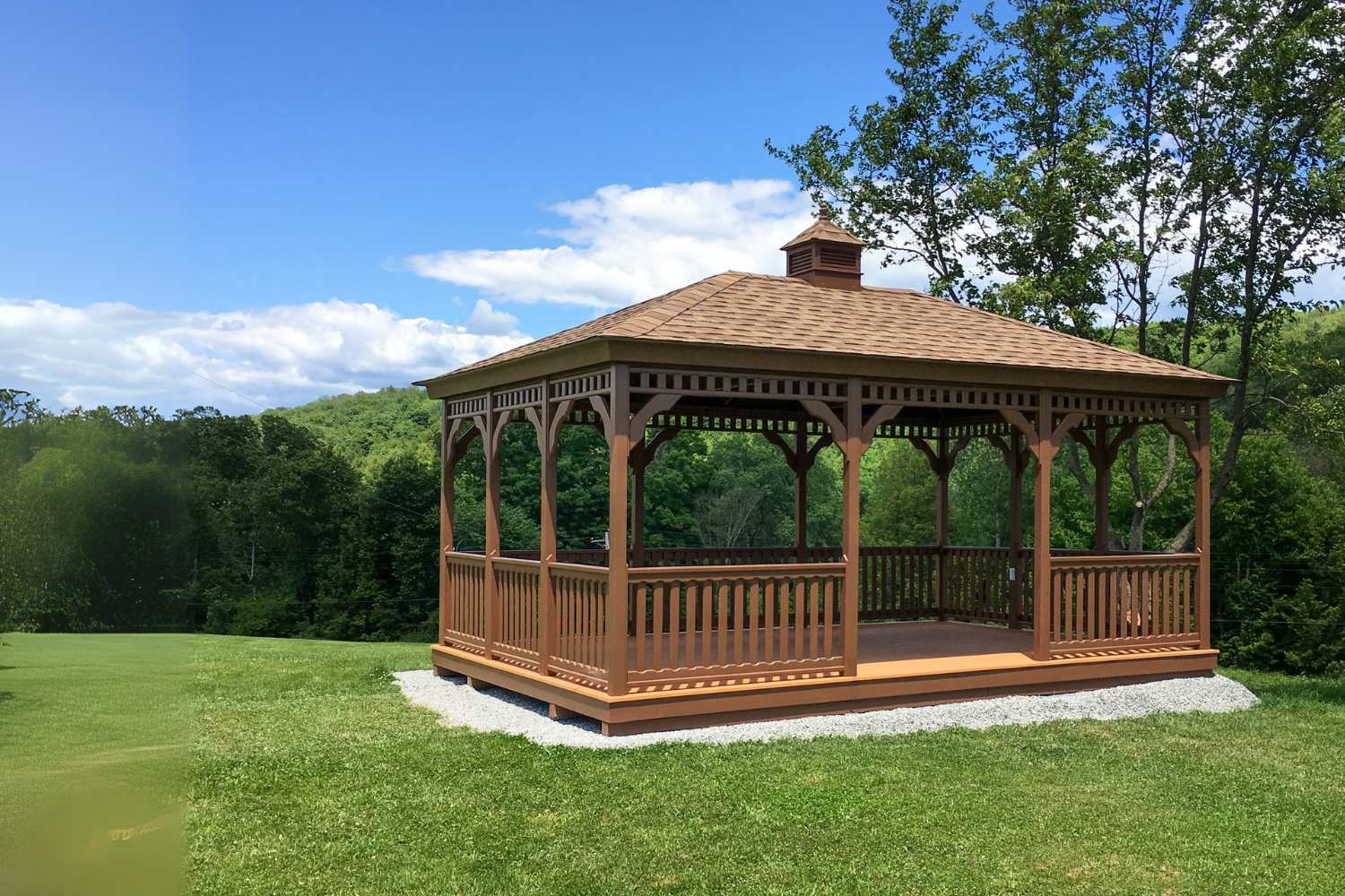 Wood rectangle gazebo for outdoor events by Waterloo Products serving PA DE NJ MD